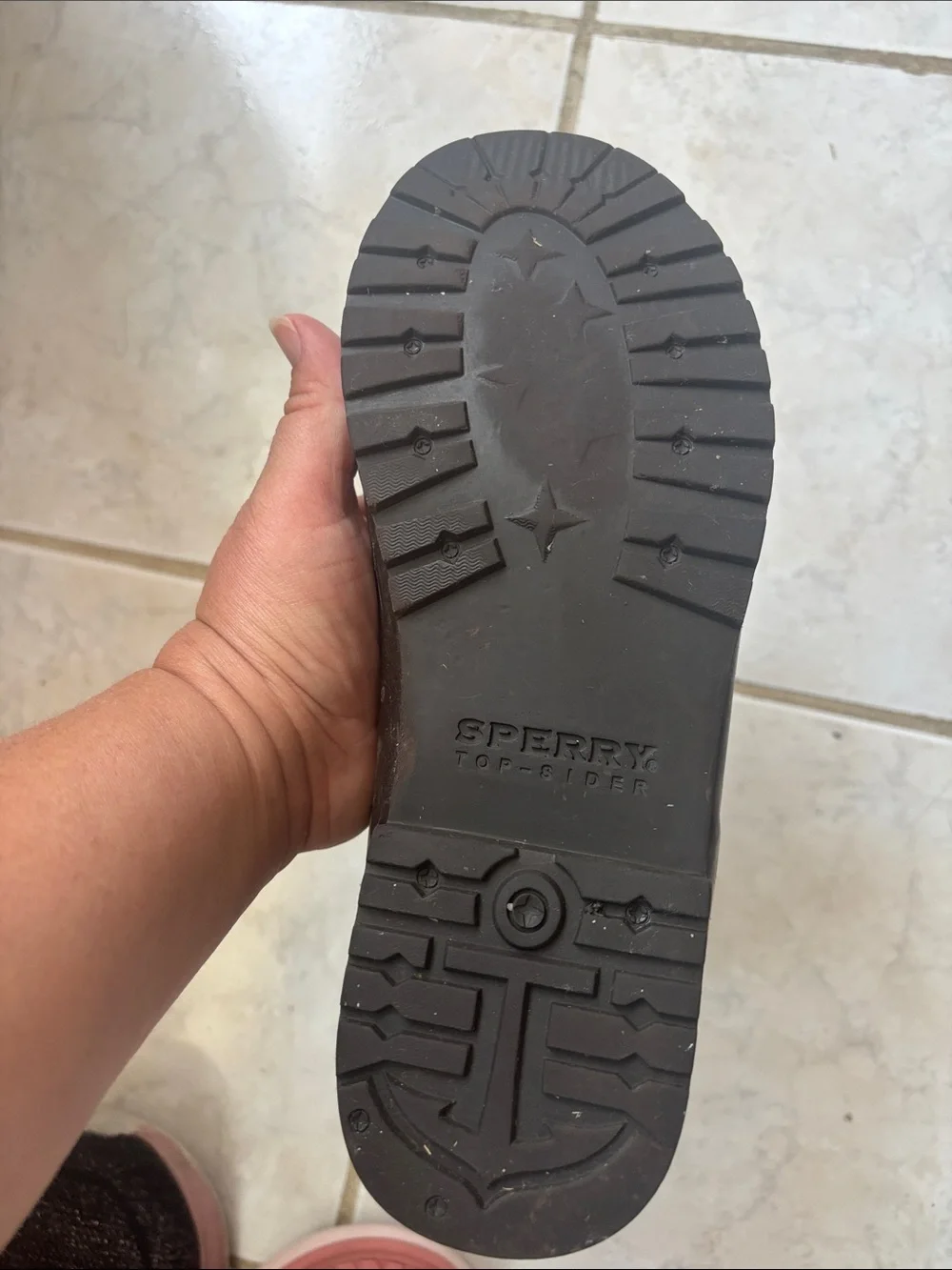 Sperry Youth Rain Boots in Taupe with Navy Lining
